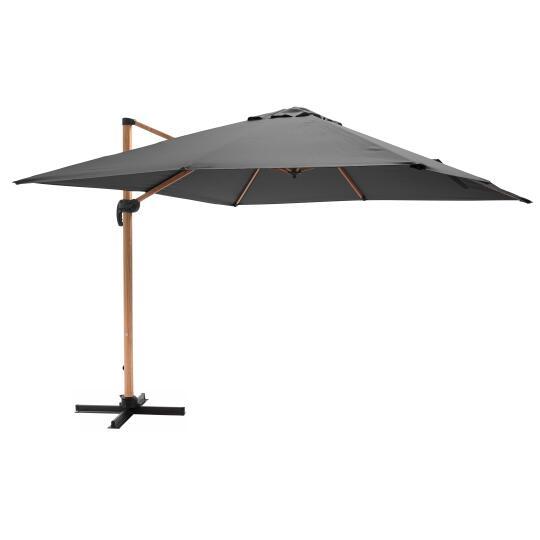 Versetzter neigbarer Quadratischer Sonnenschirm mit Holzeffekt-Mast (3 x 3m)