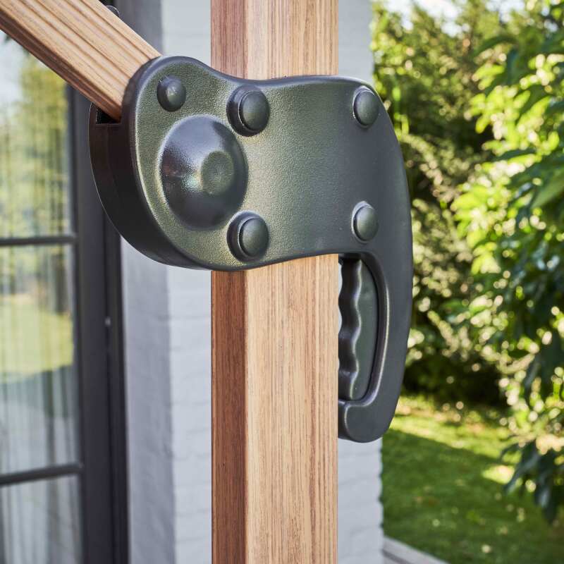 Versetzter neigbarer Quadratischer Sonnenschirm mit Holzeffekt-Mast (3 x 3m)