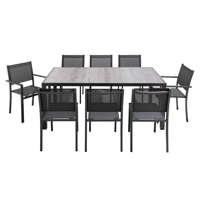 Gartentisch mit Keramikplatte in Holzoptik (185 x 95 x 74 cm)