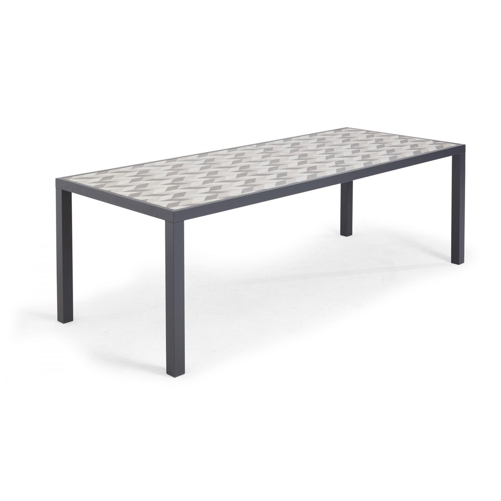 Gartentisch aus Keramik mit Tilt-Muster, 8 Stühlen und 2 Stühlen mit Armlehnen 