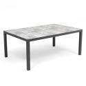 Rechteckiger Gartentisch aus Keramik mit Karomuster, 182 x 121 cm + 10 Stühle 