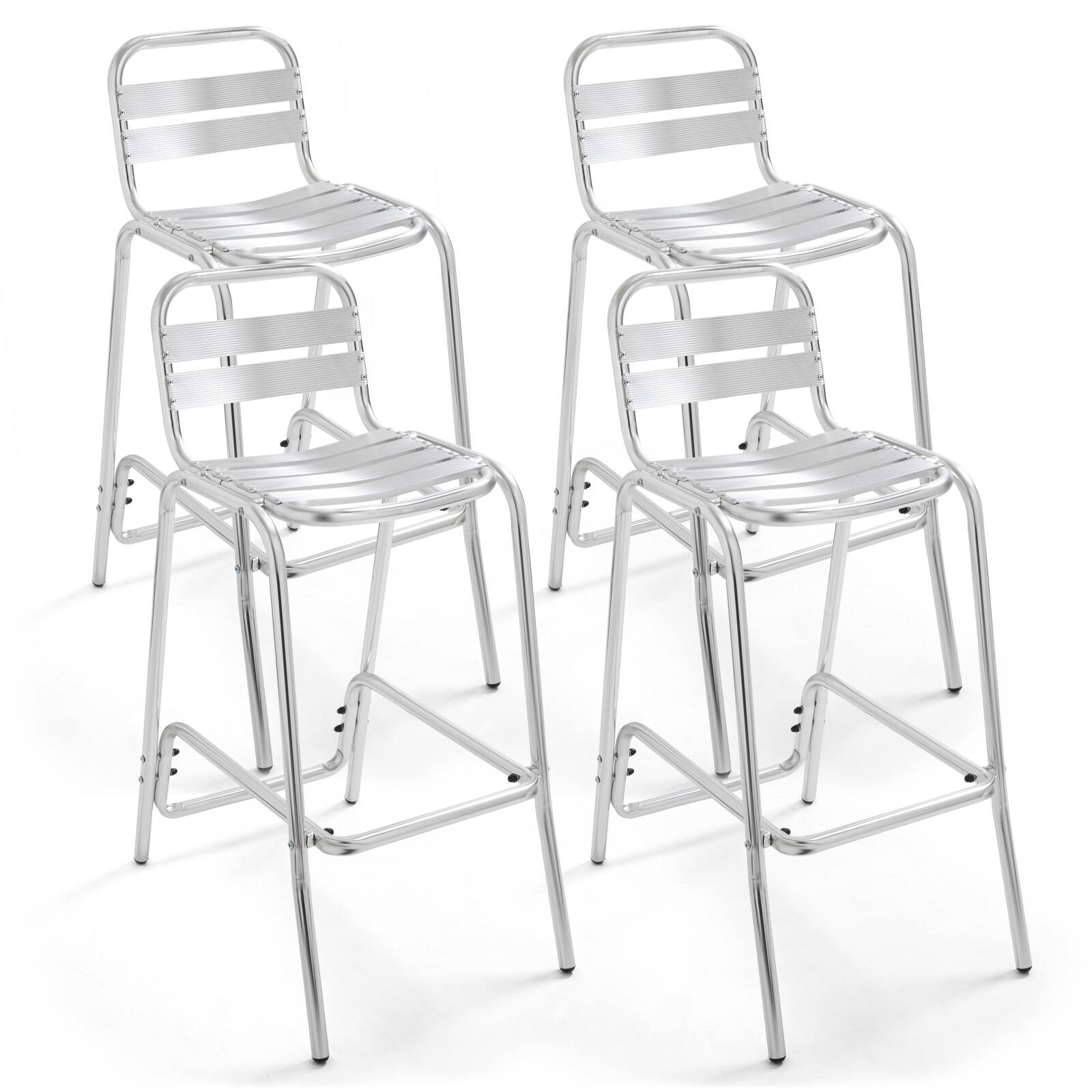 Set von 4 Aluminium-Barhockern Set von 4 Aluminium-Barhockern