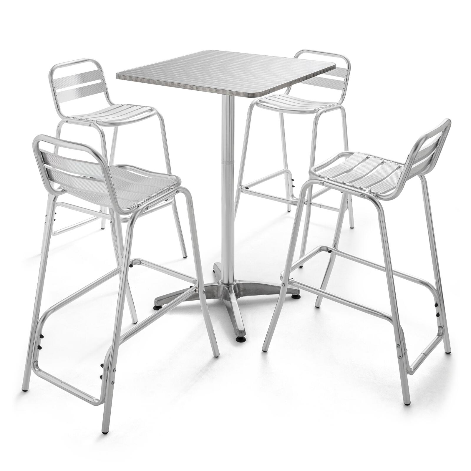 Set von 4 Aluminium-Barhockern Set von 4 Aluminium-Barhockern