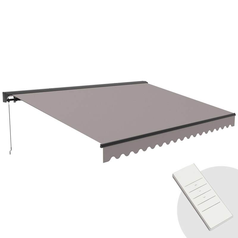 Motorisierter Markisenbanner mit halbintegriertem 3 x 4 m Kofferraum 