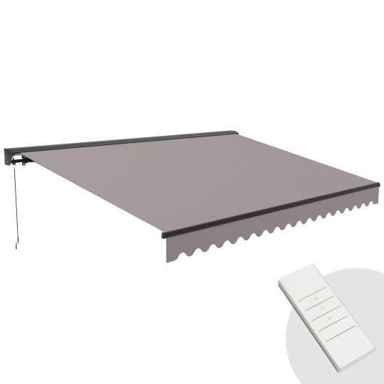 Motorisierter Markisenbanner mit halbintegriertem 3 x 4 m Kofferraum