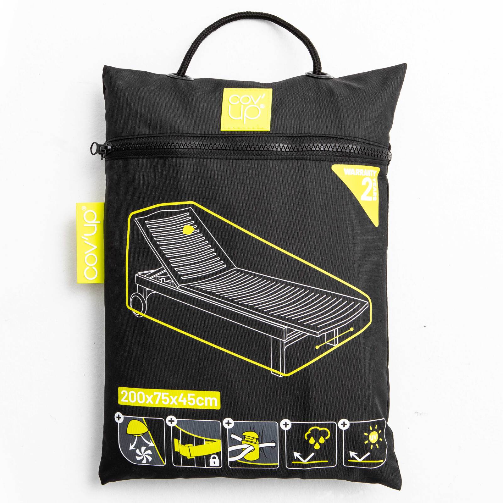 Schwarze Liegestuhlbezug 200 x 75 x 45 cm 