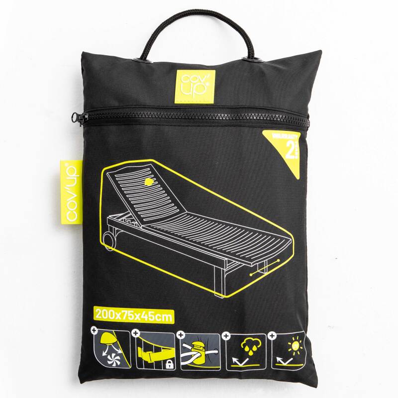 Schwarze Liegestuhlbezug 200 x 75 x 45 cm 