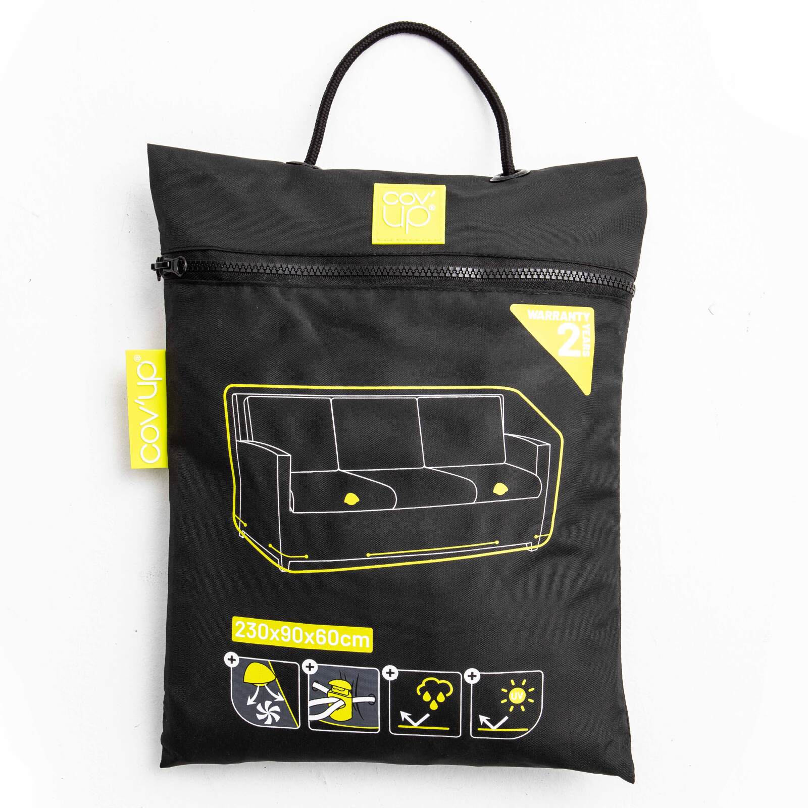 Schwarze Gartenstuhlhülle 230 x 90 x 60 cm