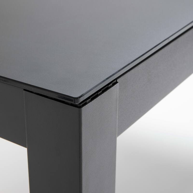 Gartentisch aus Aluminium mit Sicherheitsglasplatte (182 x 90 x 74 cm)