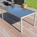 Gartentisch aus Aluminium mit Sicherheitsglasplatte (182 x 90 x 74 cm)