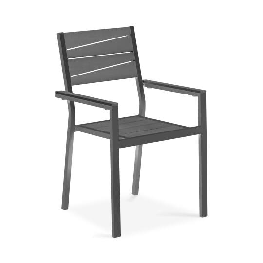 Gartenstuhl mit Armlehnen aus Aluminium und Polywood