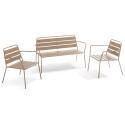Metall-Gartenlounge-Set mit 2 Sesseln und 1 Bank 