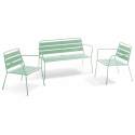 Metall-Gartenlounge-Set mit 2 Sesseln und 1 Bank 