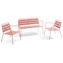 Metall-Gartenlounge-Set mit 2 Sesseln und 1 Bank 