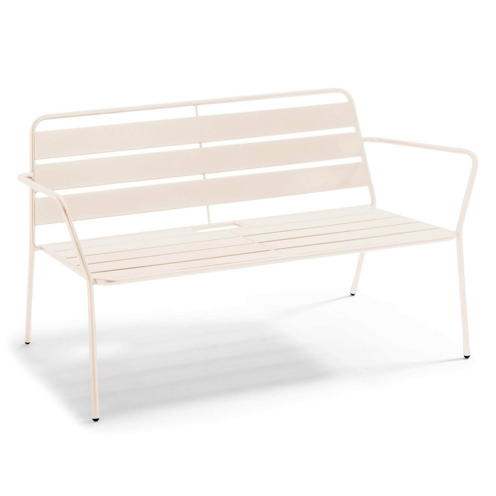 Metall-Gartenlounge-Set mit 2 Sesseln und 1 Bank 