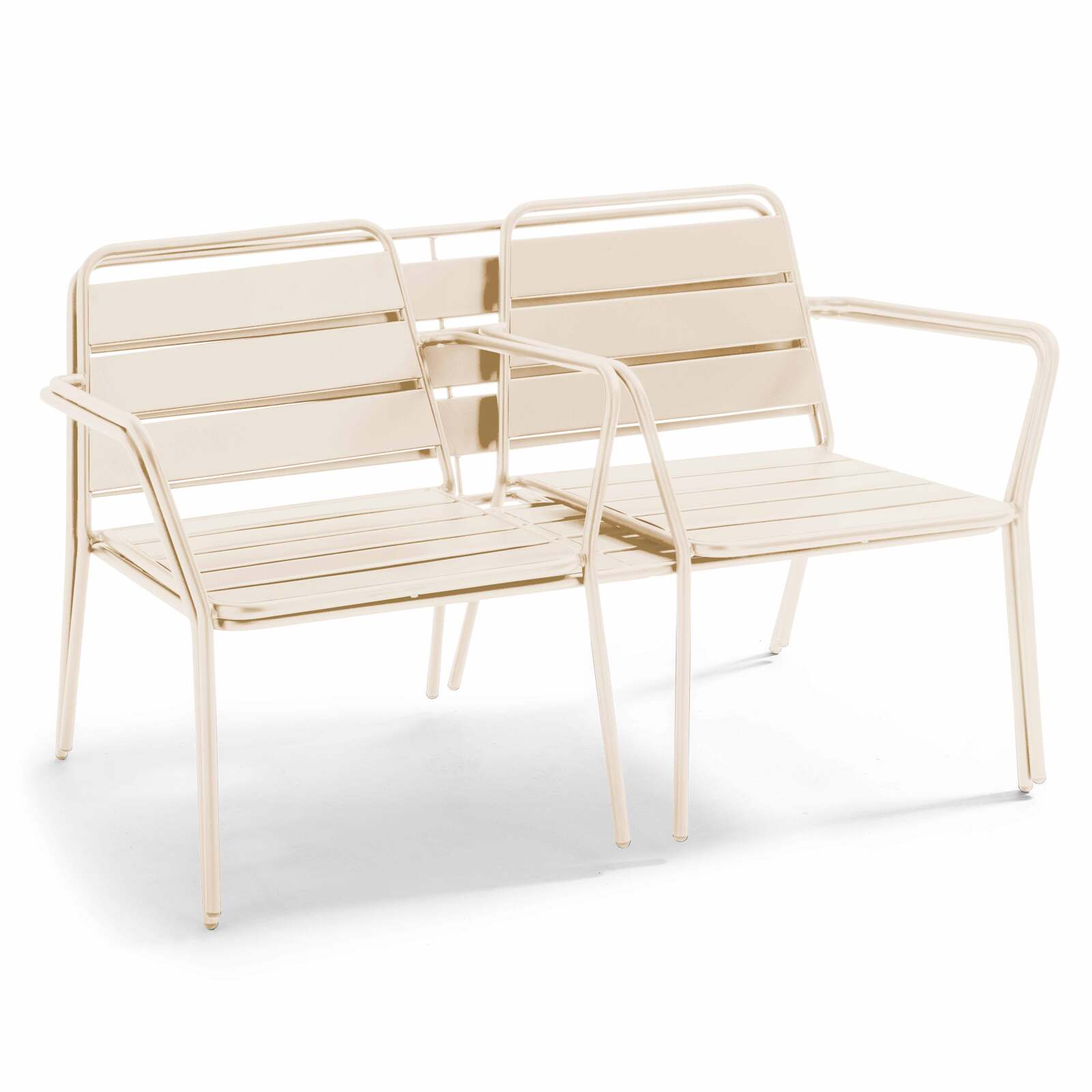 Metall-Gartenlounge-Set mit 2 Sesseln und 1 Bank 