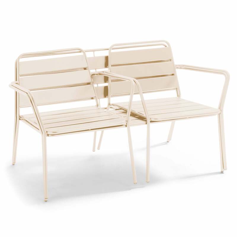 Metall-Gartenlounge-Set mit 2 Sesseln und 1 Bank  (3/6)