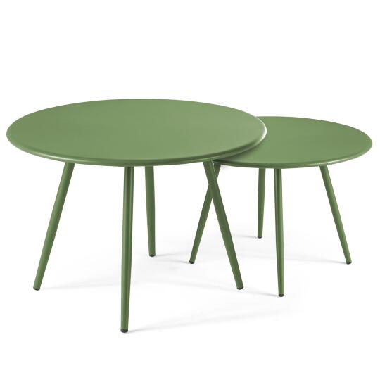 Verschachtelbare runde Metall-Couchtisch Ø50 / Ø40 cm