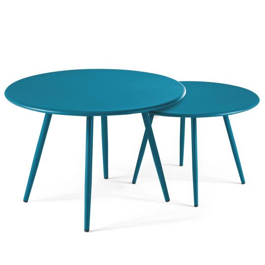 Verschachtelbare runde Metall-Couchtisch Ø50 / Ø40 cm