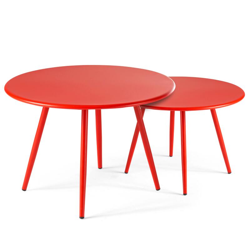 Verschachtelbare runde Metall-Couchtisch Ø50 / Ø40 cm