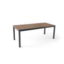 Rechteckiger, ausziehbarer Gartentisch (200/300 x 94,5 x 75 cm) aus Aluminium und Polywood