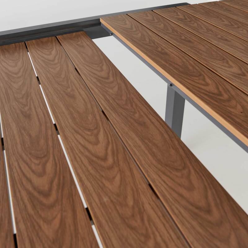 Rechteckiger, ausziehbarer Gartentisch (200/300 x 94,5 x 75 cm) aus Aluminium und Polywood