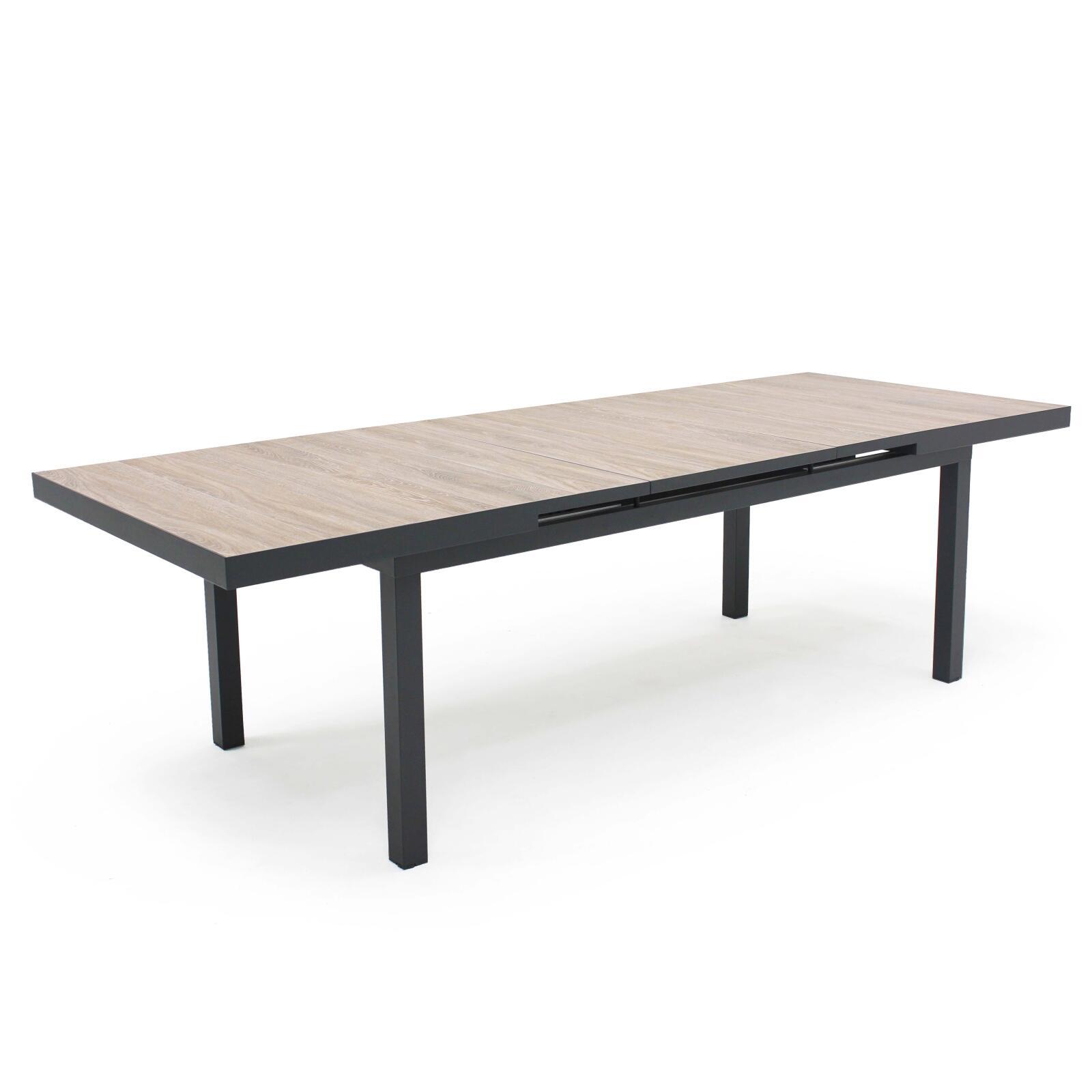Rechteckiger, ausziehbarer Gartentisch (200/260 x 100 x 75 cm) aus Aluminium und Keramik Rechteckiger, ausziehbarer Gartentisch (200/260 x 100 x 75 cm) aus Aluminium und Keramik