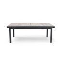 Rechteckiger, ausziehbarer Gartentisch (200/260 x 100 x 75 cm) aus Aluminium und Keramik
