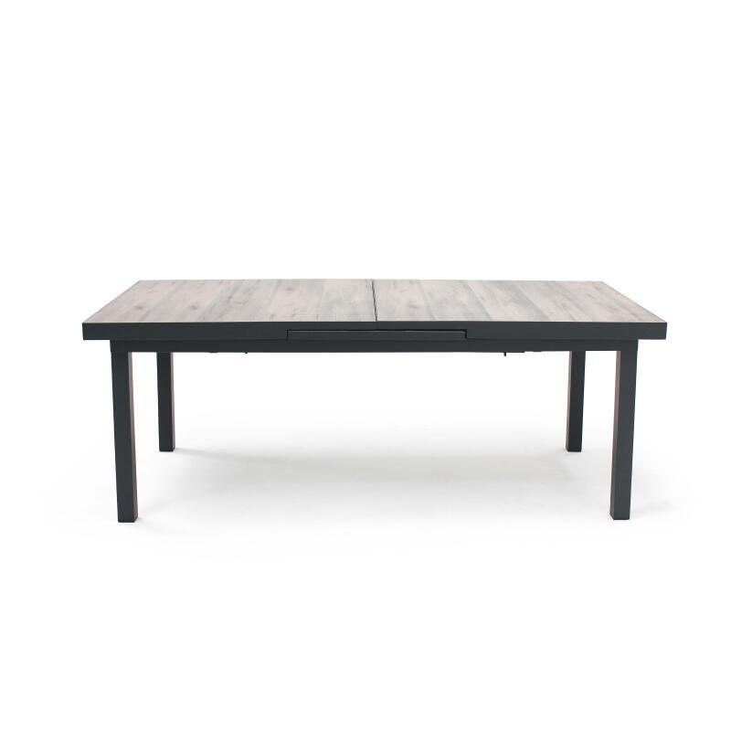Rechteckiger, ausziehbarer Gartentisch (200/260 x 100 x 75 cm) aus Aluminium und Keramik