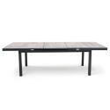 Rechteckiger, ausziehbarer Gartentisch (200/260 x 100 x 75 cm) aus Aluminium und Keramik