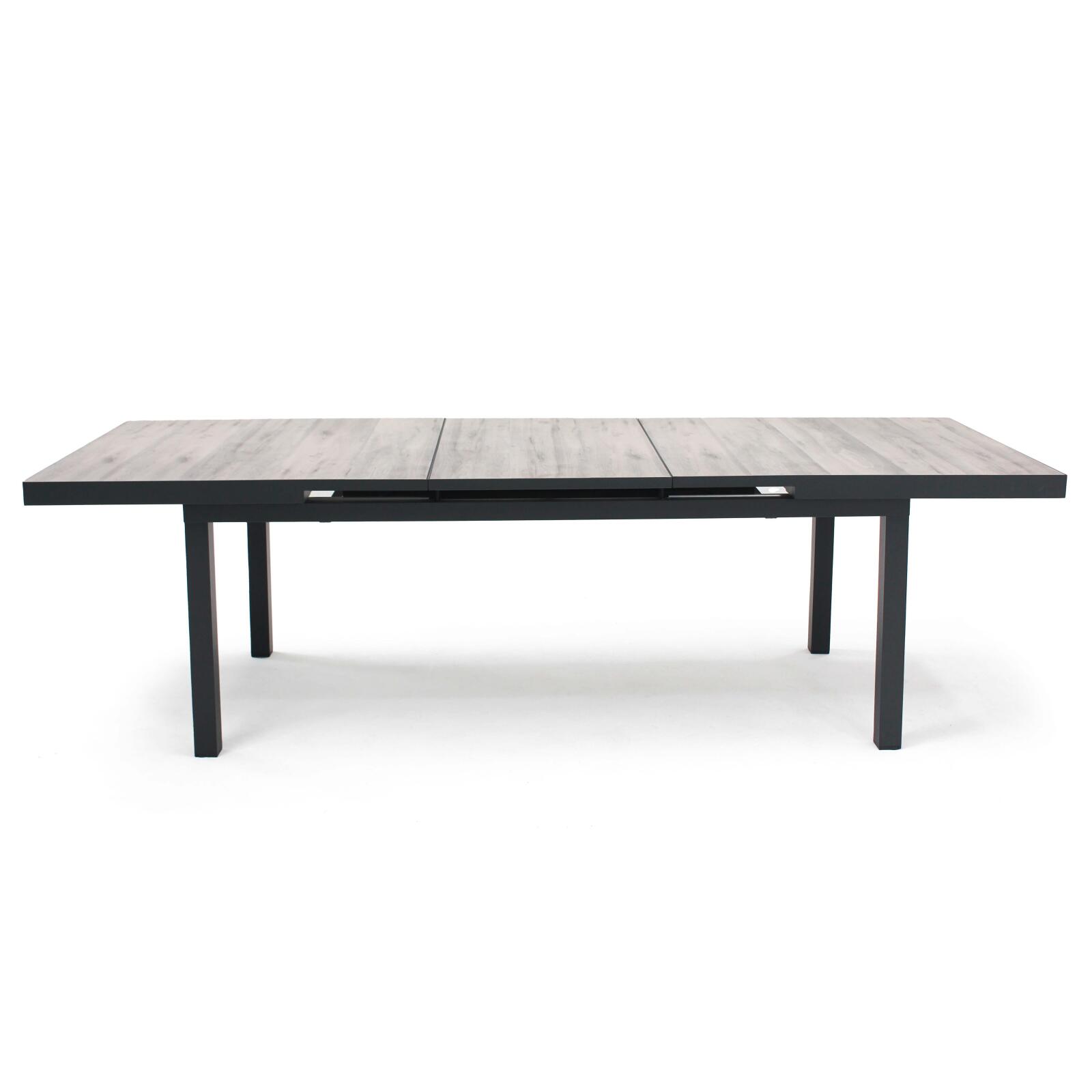 Rechteckiger, ausziehbarer Gartentisch (200/260 x 100 x 75 cm) aus Aluminium und Keramik  Rechteckiger, ausziehbarer Gartentisch (200/260 x 100 x 75 cm) aus Aluminium und Keramik