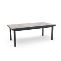 Rechteckiger, ausziehbarer Gartentisch (200/260 x 100 x 75 cm) aus Aluminium und Keramik