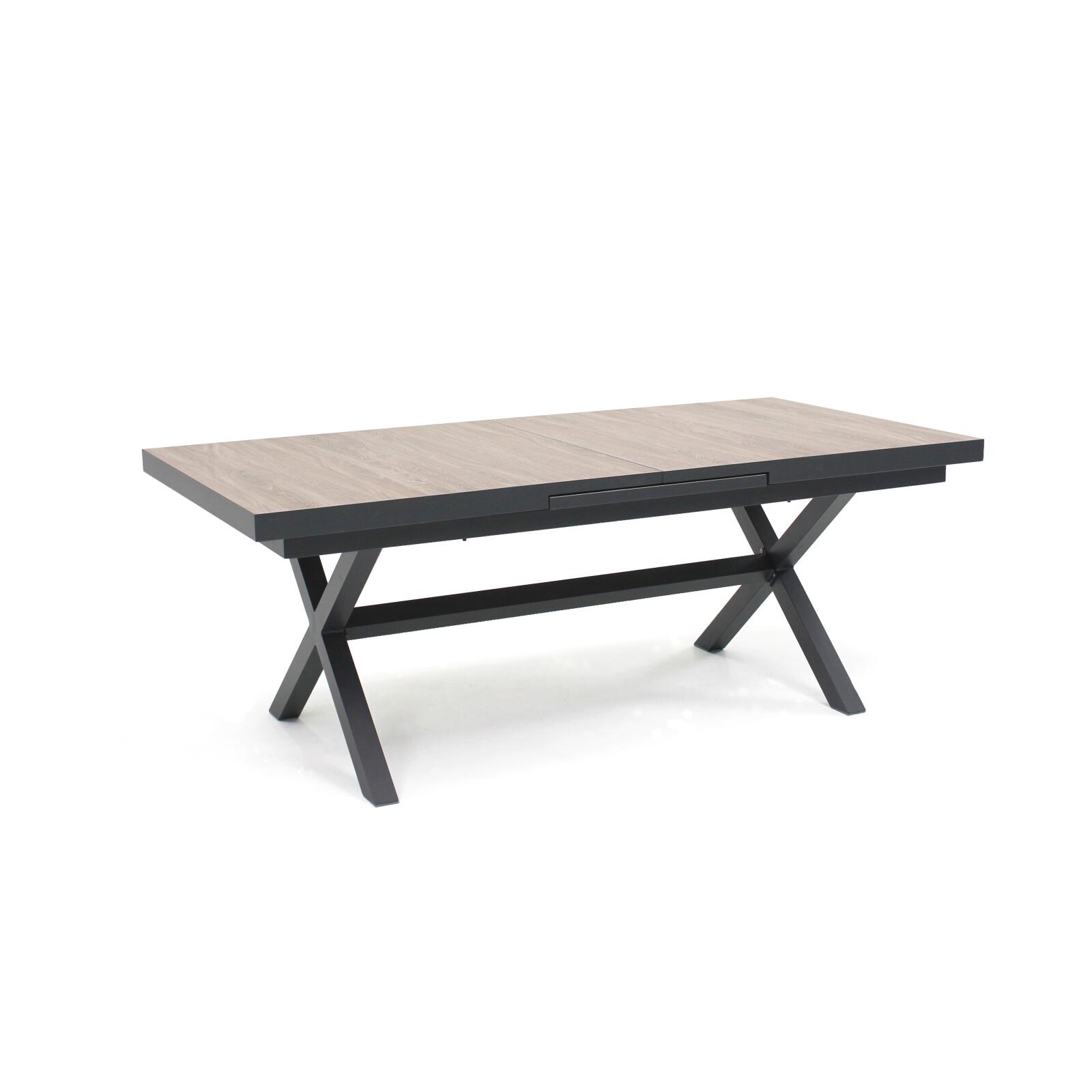 Rechteckiger ausziehbarer Gartentisch mit 8 Stühlen und 2 Stühlen mit Armlehnen 