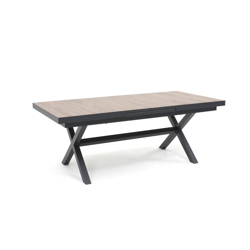 Rechteckiger ausziehbarer Gartentisch mit 8 Stühlen und 2 Stühlen mit Armlehnen