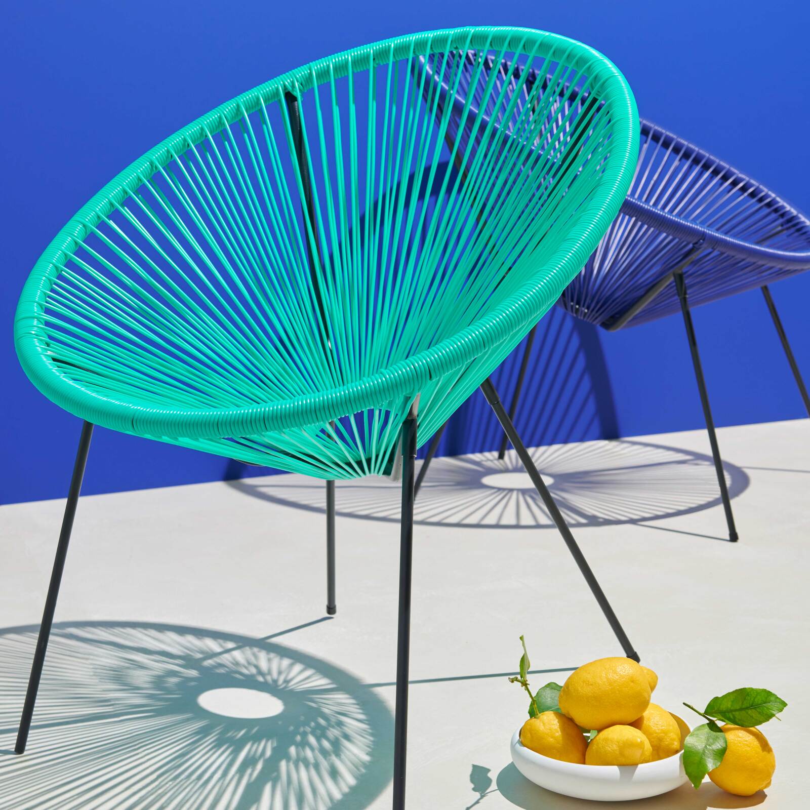 Set aus 2 Drahtstuhl-Gartensessel 