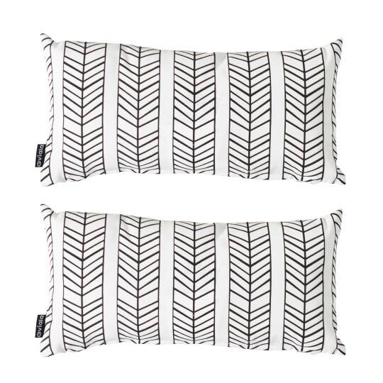 Set aus 2 kleinen rechteckigen Dekokissen mit Motiven (40 x 20 x 8 cm)