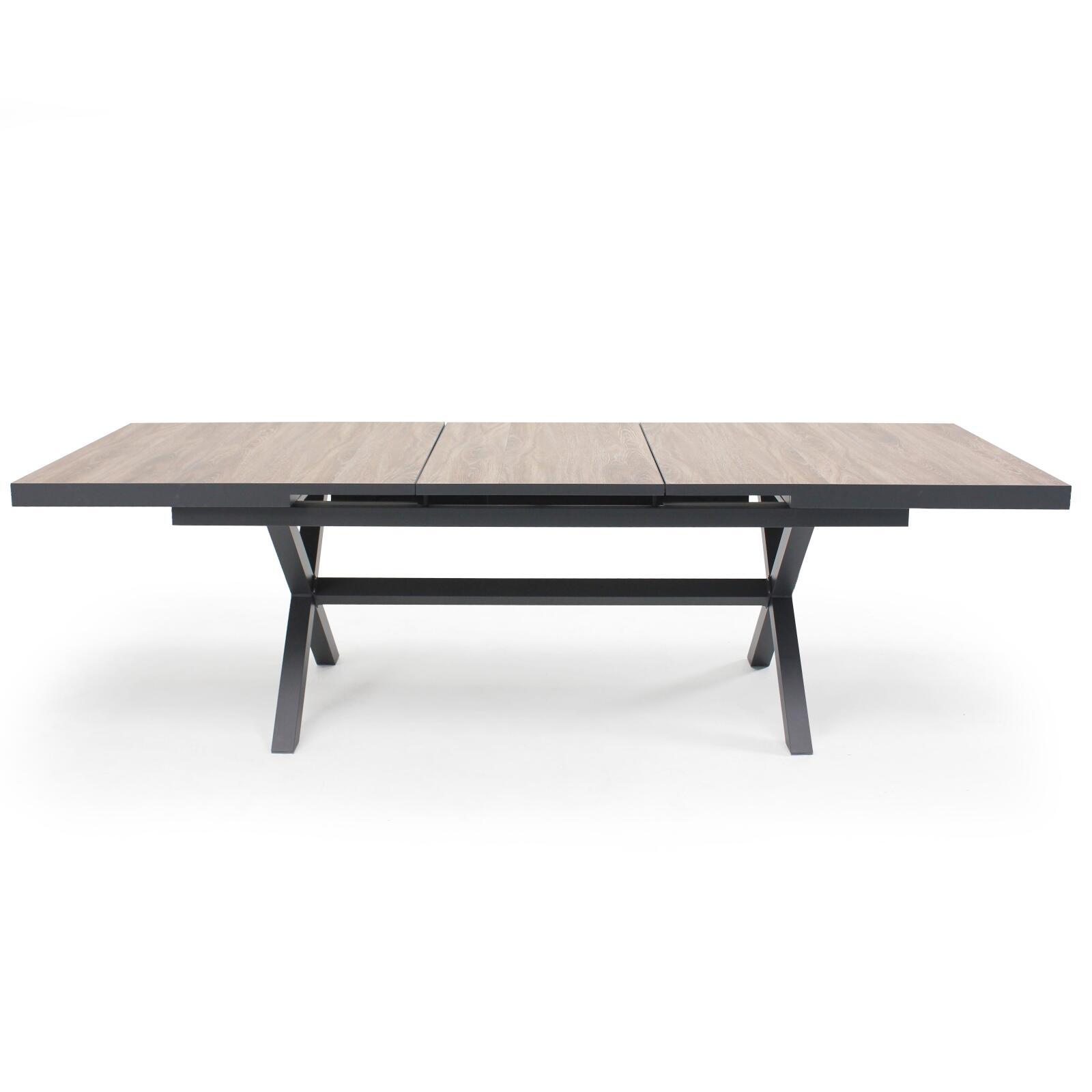 Rechteckiger, ausziehbarer Gartentisch (200/260 x 100 x 75 cm) aus Aluminium und Keramik 