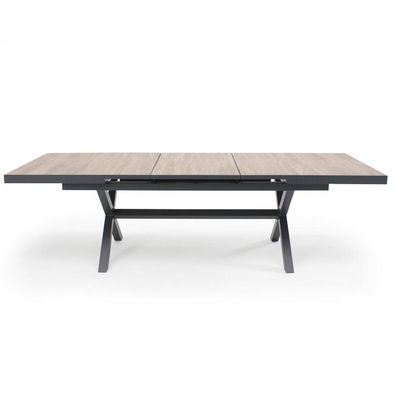 Rechteckiger, ausziehbarer Gartentisch (200/260 x 100 x 75 cm) aus Aluminium und Keramik 