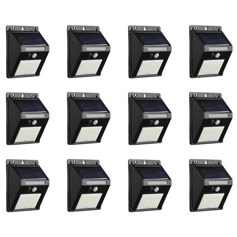 Set von 4, 8 oder 12 Solar-LED-Wandleuchten mit Bewegungssensor 
