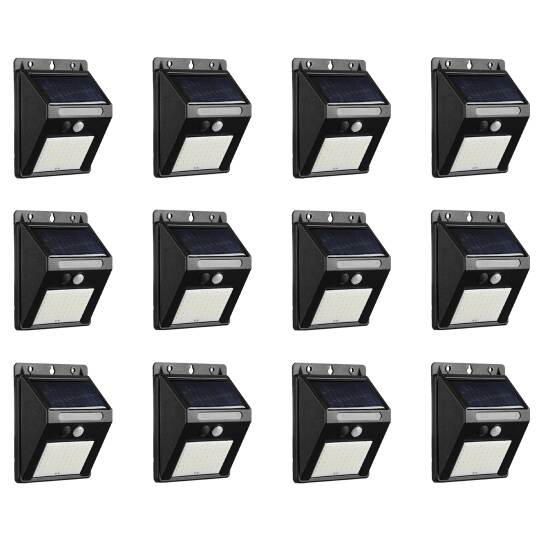 Set von 4, 8 oder 12 Solar-LED-Wandleuchten mit Bewegungssensor