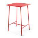 Hochbar-Tisch 70 cm x 70 cm und 4 hohe Metallstühle