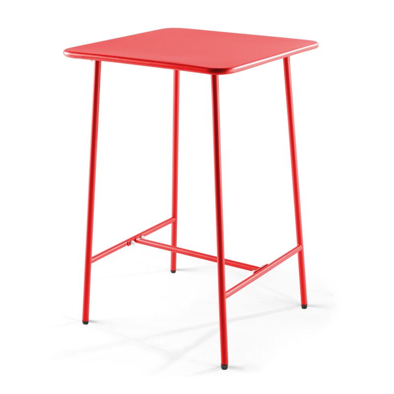 Hochbar-Tisch 70 cm x 70 cm und 4 hohe Metallstühle