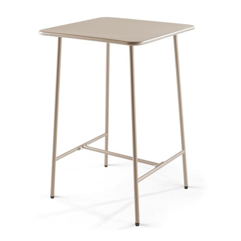 Hochbar-Tisch 70 cm x 70 cm und 4 hohe Metallstühle