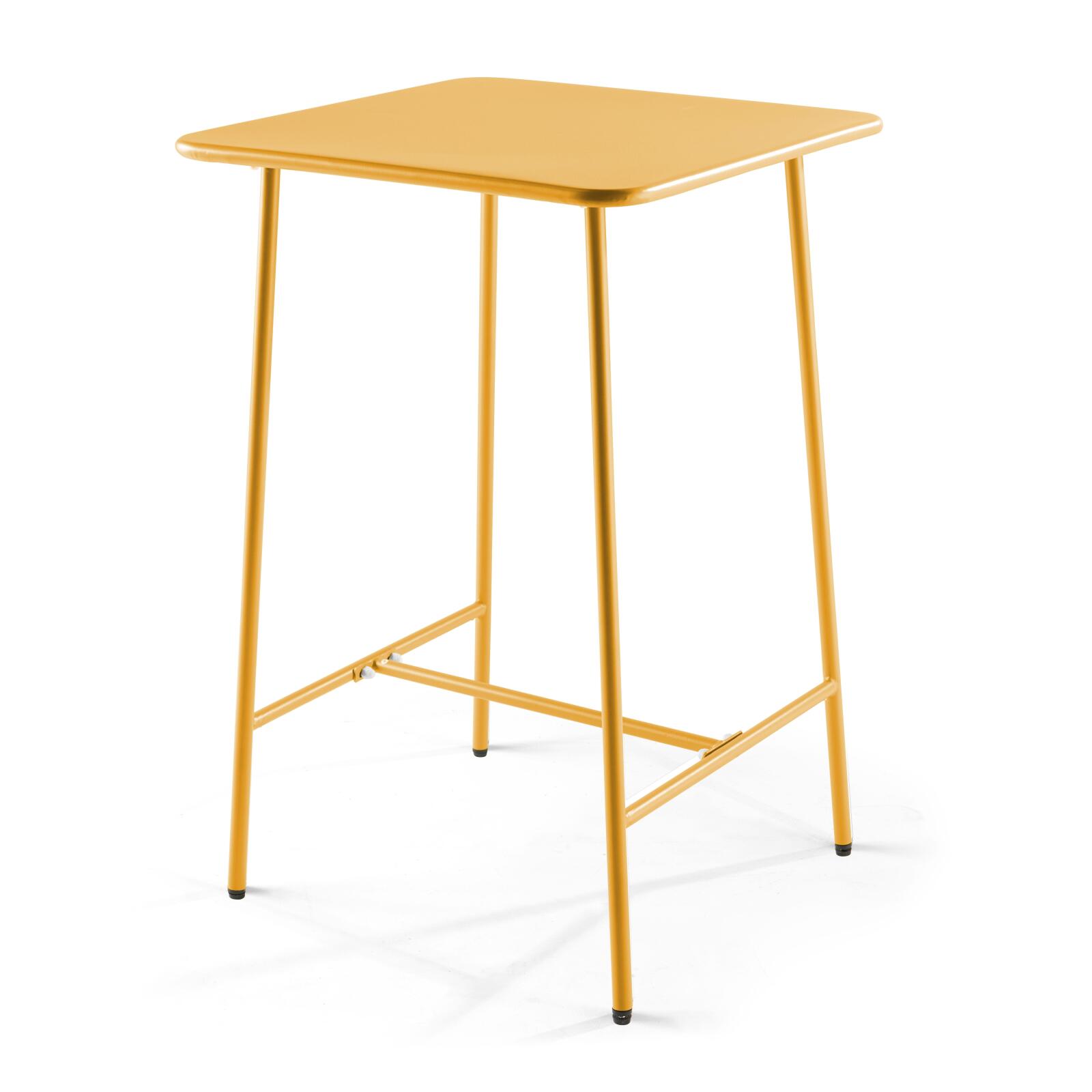 Hochbar-Tisch 70 cm x 70 cm und 4 hohe Metallstühle 