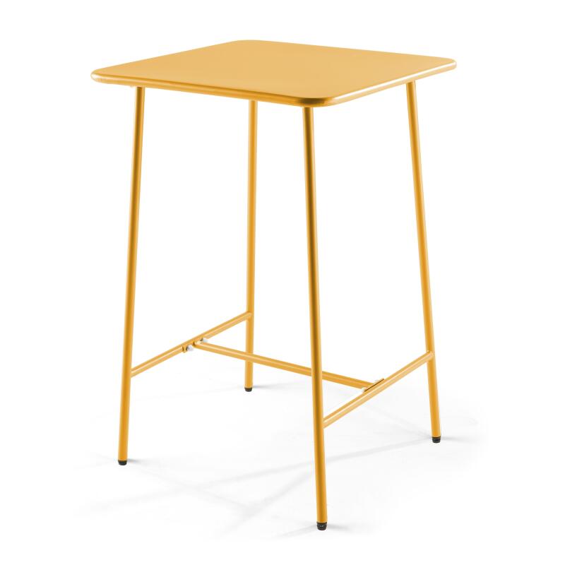 Hochbar-Tisch 70 cm x 70 cm und 4 hohe Metallstühle