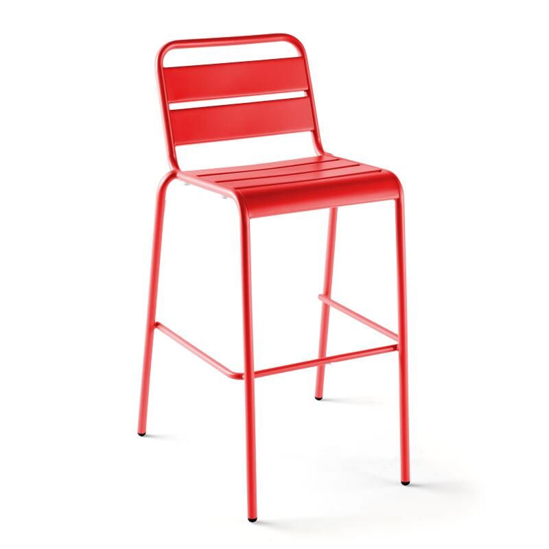 Hochbar-Tisch 70 cm x 70 cm und 4 hohe Metallstühle