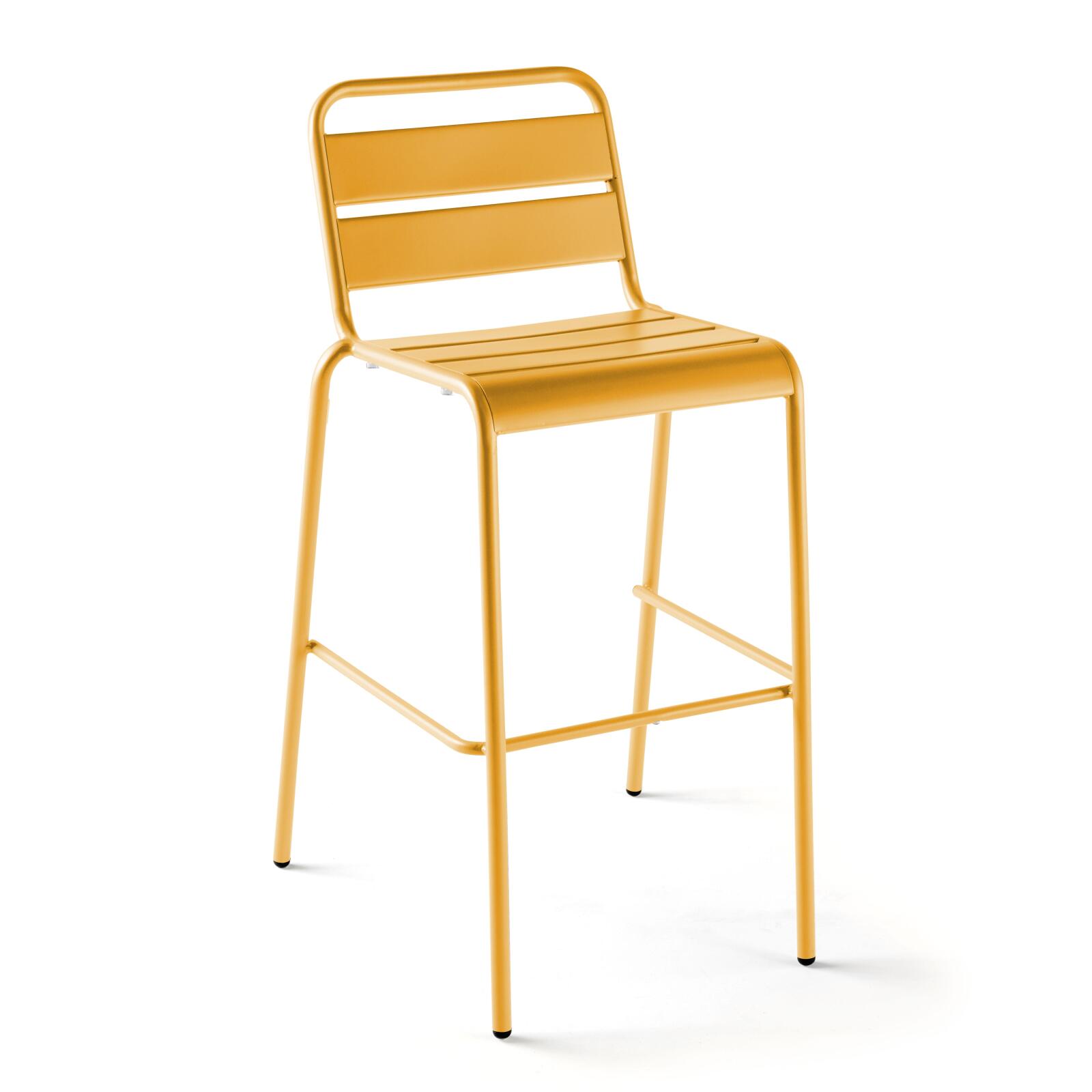 Hochbar-Tisch 70 cm x 70 cm und 4 hohe Metallstühle 