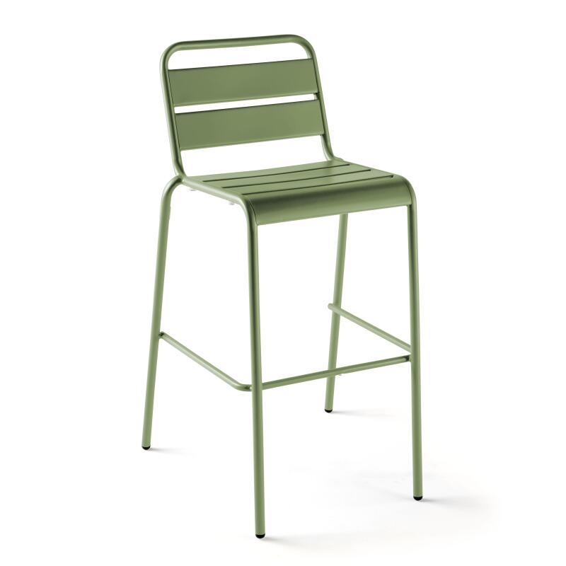 Hochbar-Tisch 70 cm x 70 cm und 4 hohe Metallstühle