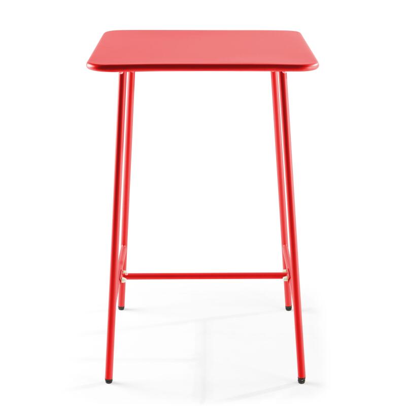Hochbar-Tisch 70 cm x 70 cm und 4 hohe Metallstühle