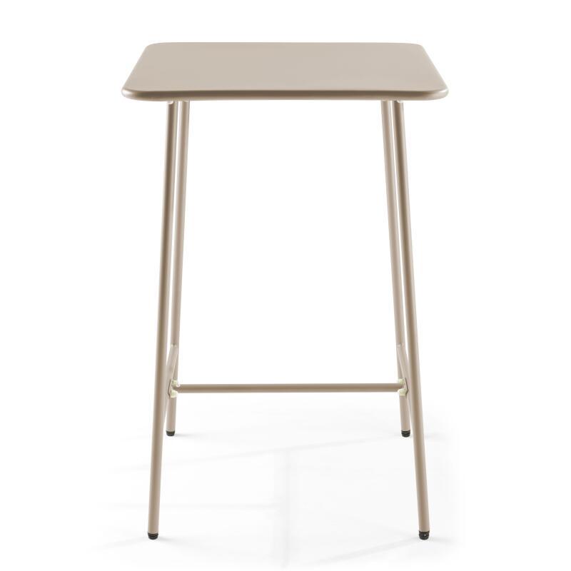 Hochbar-Tisch 70 cm x 70 cm und 4 hohe Metallstühle